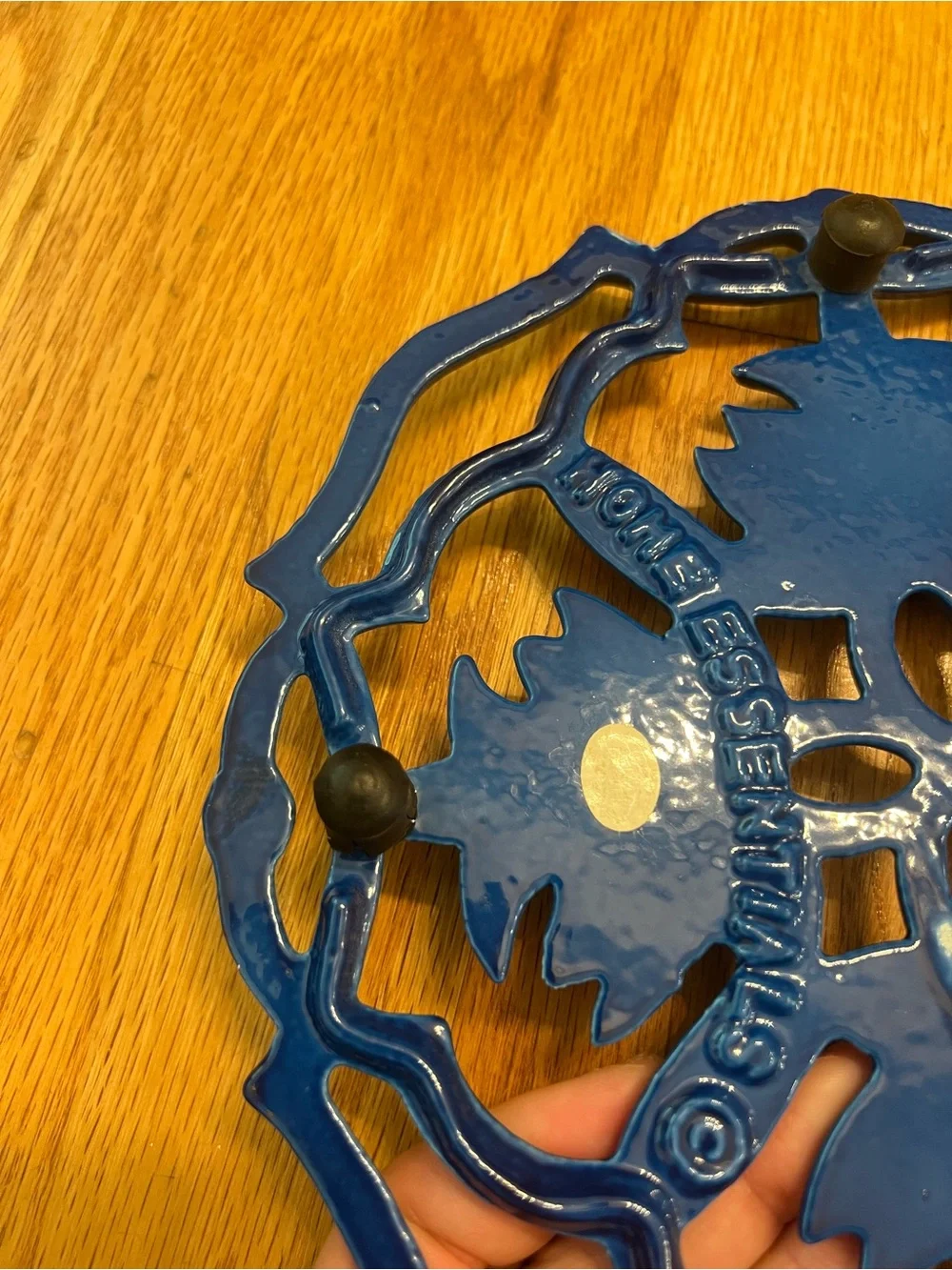 Vintage royal Blue Decorative Cast Iron Trivet